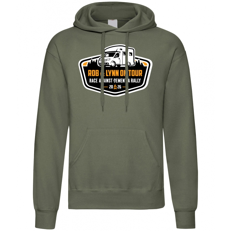 Rob & Lynn on Tour Race Against Dementia Rally 2026 Adult Hooded Sweatshirt